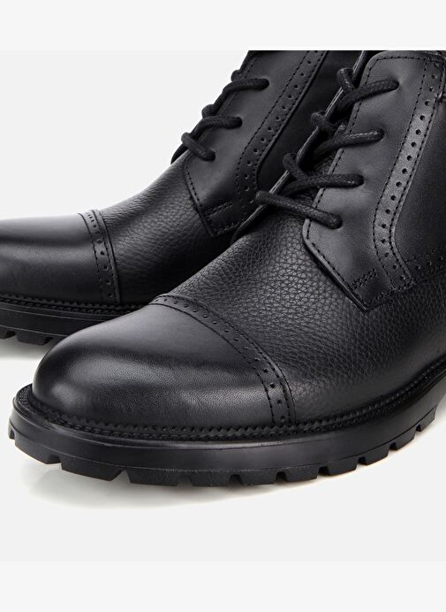 Erkek Deri Siyah İşleme Detaylı Klasik Bot 02BOH314240A100 - Görsel 4