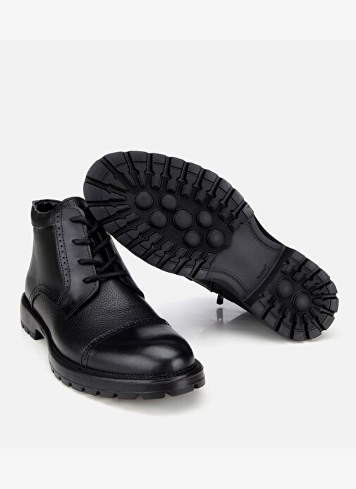 Erkek Deri Siyah İşleme Detaylı Klasik Bot 02BOH314240A100 - Görsel 7