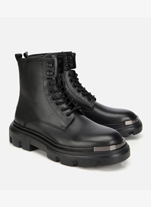 Erkek Deri Siyah Metal Detaylı Casual Bot 02BOH314250A100 - Görsel 3