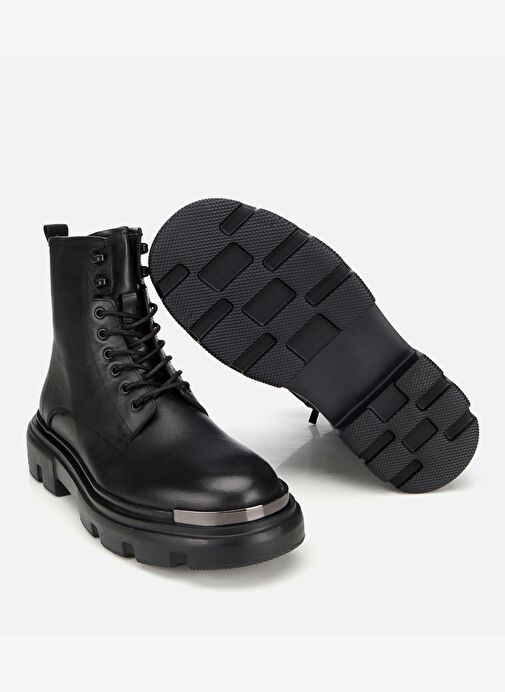 Erkek Deri Siyah Metal Detaylı Casual Bot 02BOH314250A100 - Görsel 6