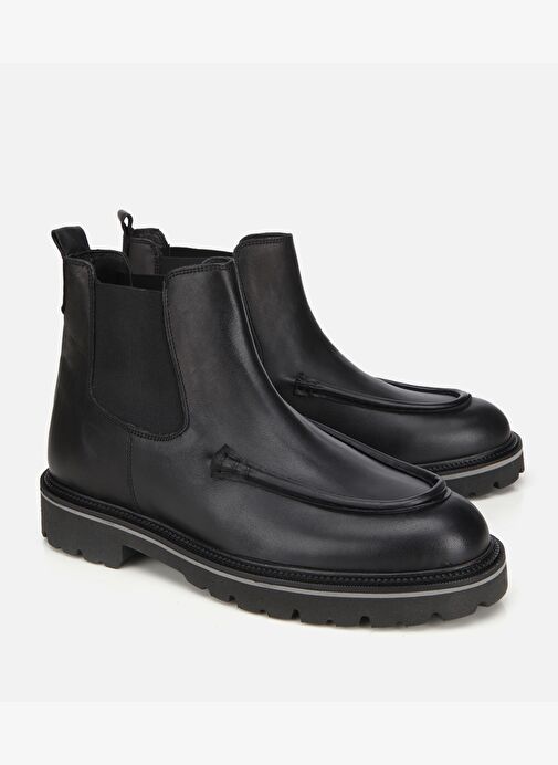 Erkek Deri Siyah Dikiş Detaylı Chelsea Bot 02BOH315690A100 - Görsel 3