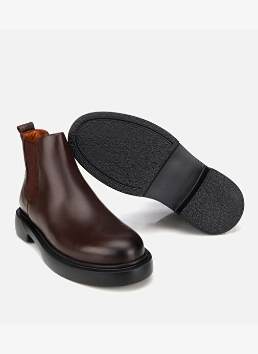 Erkek Deri Kahverengi Lastik Detaylı Chelsea Bot 02BOH318040A480 - Görsel 7