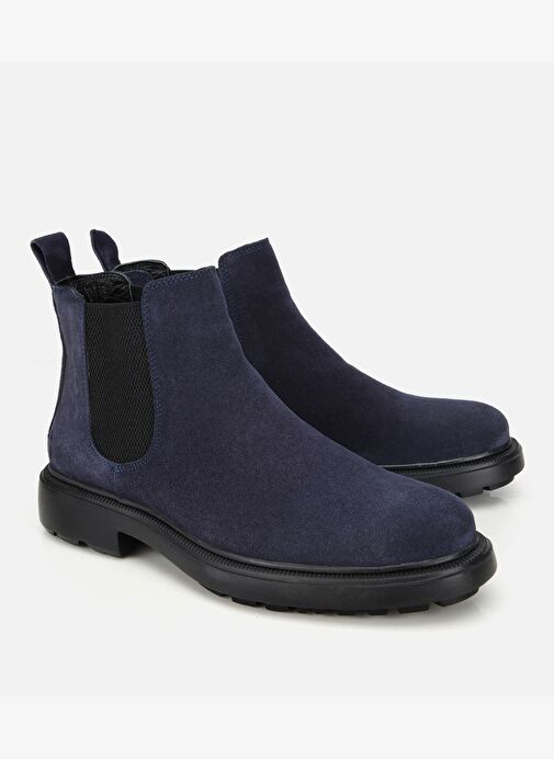 Erkek Süet Deri Lacivert Lastik Detaylı Chelsea Bot 02BOH318160A680 - Görsel 3