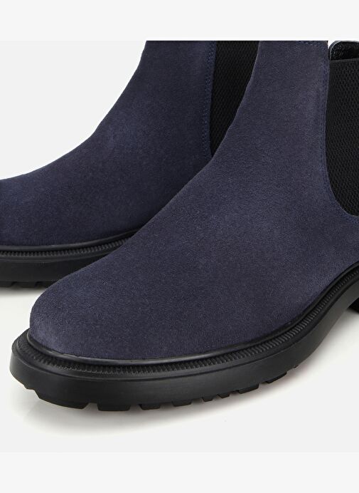 Erkek Süet Deri Lacivert Lastik Detaylı Chelsea Bot 02BOH318160A680 - Görsel 4