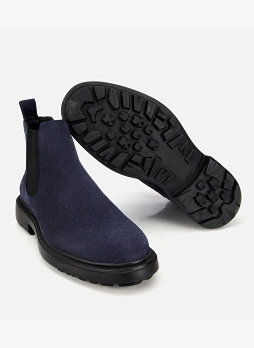 Erkek Süet Deri Lacivert Lastik Detaylı Chelsea Bot 02BOH318160A680 - Görsel 7