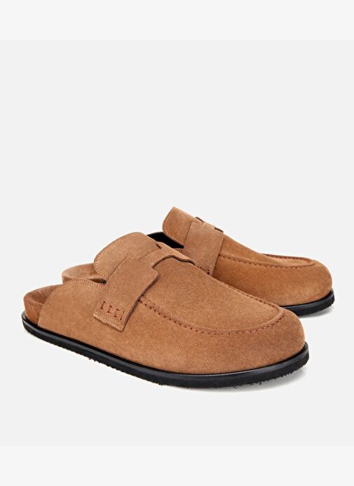 Erkek Süet Taba Kahverengi Düz Terlik 02TEH317530A340 - Görsel 3