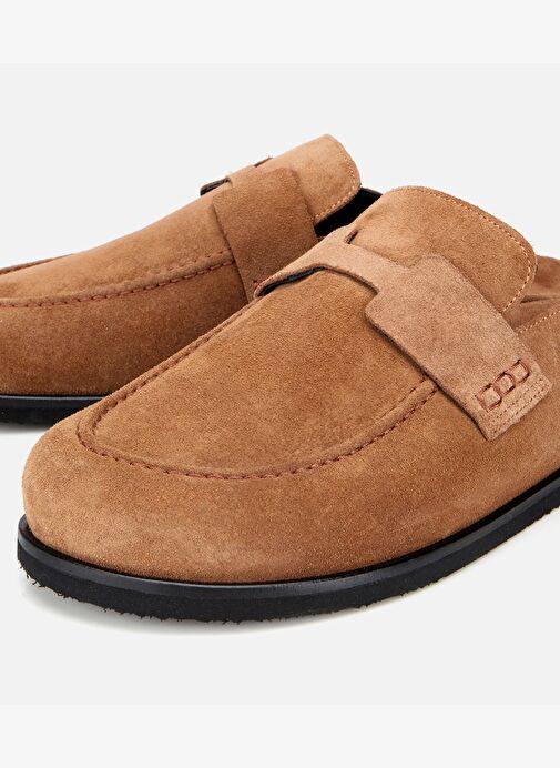 Erkek Süet Taba Kahverengi Düz Terlik 02TEH317530A340 - Görsel 4