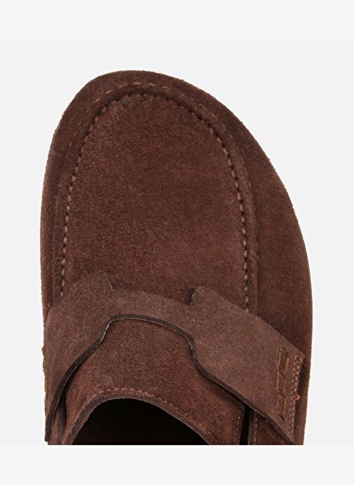 Erkek Süet Deri Kahverengi Düz Terlik 02TEH317530A480 - Görsel 6