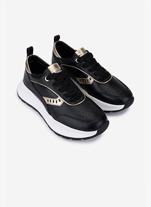 Valmenti Kadın Hakiki Deri Siyah Sneakers & Spor Ayakkabı - Görsel 3