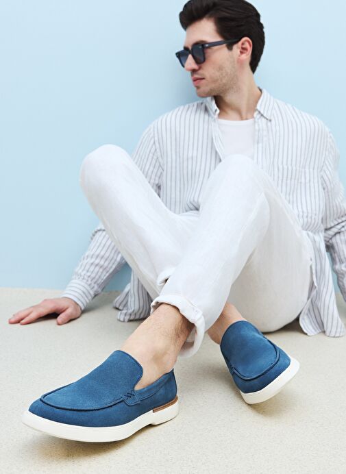 Ziya, Erkek Hakiki Deri Ayakkabı 1511007ZB042 Mavi - Görsel 2