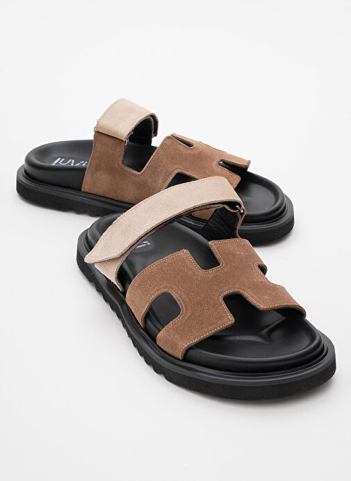 MORTE Toprak-Bej Süet Hakiki Deri Kadın Terlik - Görsel 2