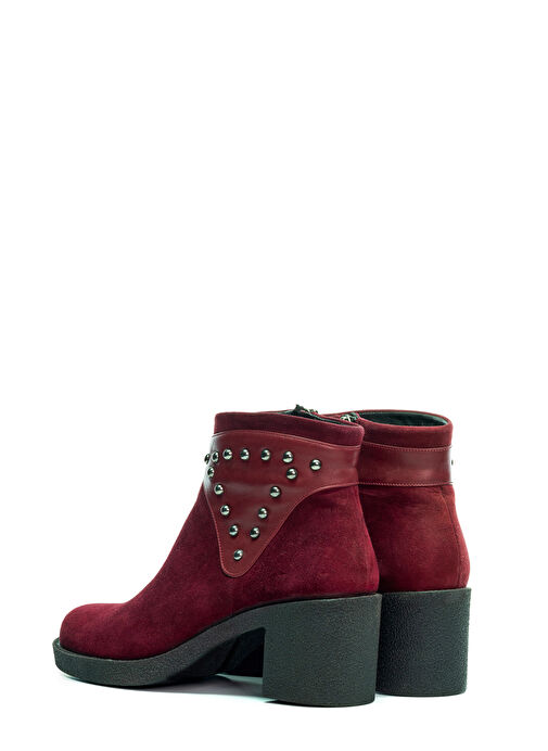 Nemesis Gerçek Deri Fermuarlı Kadın Bot Bordo - Görsel 5