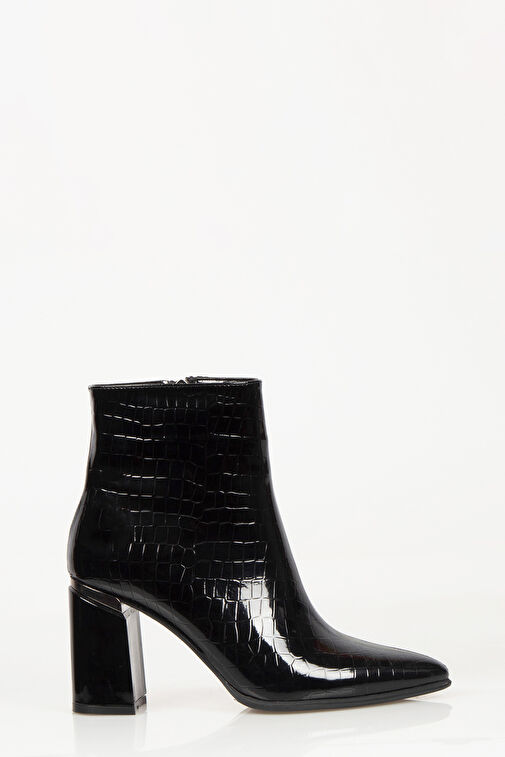 Nemesis Fermuarlı Topuklu Kadın Bot Siyah - Görsel 3