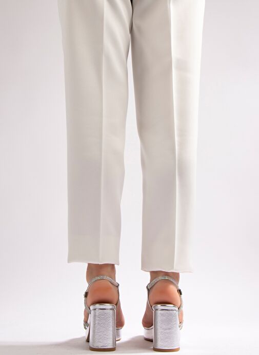 Jenny Kadın Platform Topuklu Ayakkabı Gümüş Taşlı - Görsel 5