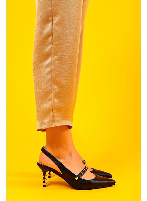 Vina Gerçek Deri Kadın Topuklu Sandalet Siyah - Görsel 3