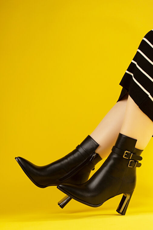 Nemesis Fermuarlı Topuklu Kadın Bot Siyah - Görsel 7