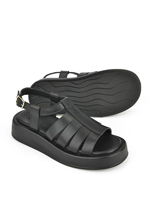 Ziya, Hakiki Deri Kadın Sandalet 1511033Z23069 Siyah - Görsel 4