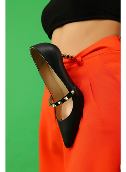 Veruca Gerçek Deri Kadın Topuklu Ayakkabı Siyah - Görsel 7