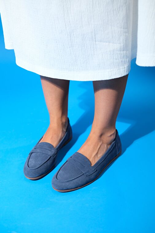 F02 Kot Süet Hakiki Deri Kadın Loafer Ayakkabı - Görsel 2