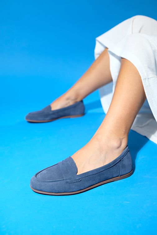 F02 Kot Süet Hakiki Deri Kadın Loafer Ayakkabı - Görsel 3