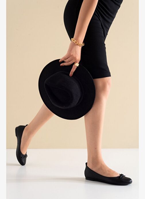 01 Siyah Cilt Hakiki Deri Kadın Babet Ayakkabı - Görsel 7