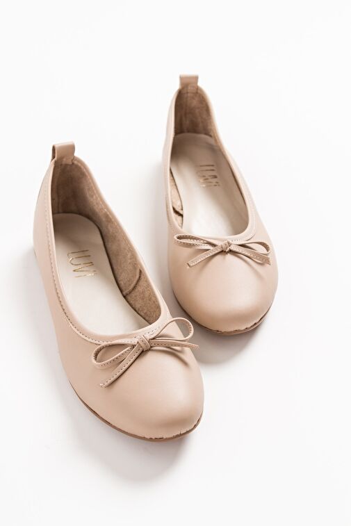 01 Bisküvi Cilt Hakiki Deri Kadın Babet Ayakkabı - Görsel 2