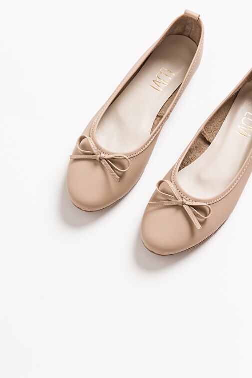 01 Bisküvi Cilt Hakiki Deri Kadın Babet Ayakkabı - Görsel 7