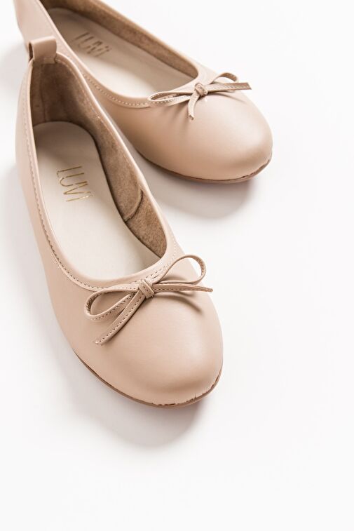 01 Bisküvi Cilt Hakiki Deri Kadın Babet Ayakkabı - Görsel 3