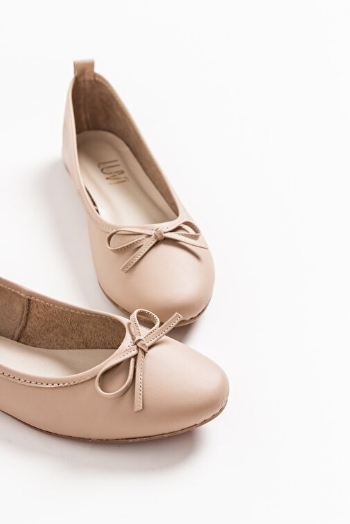 01 Bisküvi Cilt Hakiki Deri Kadın Babet Ayakkabı - Görsel 5