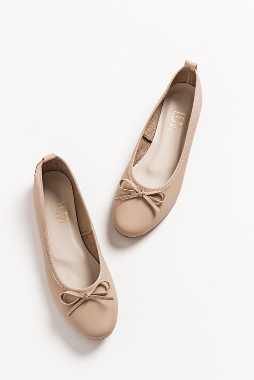 01 Bisküvi Cilt Hakiki Deri Kadın Babet Ayakkabı - Görsel 6