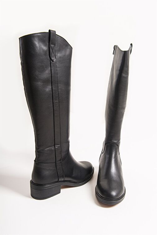 ACRO Siyah Cilt Hakiki Deri Kadın Çizme - Görsel 7