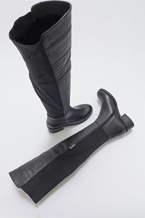 1177 SİYAH DERİ KADIN ÇİZME - Görsel 5