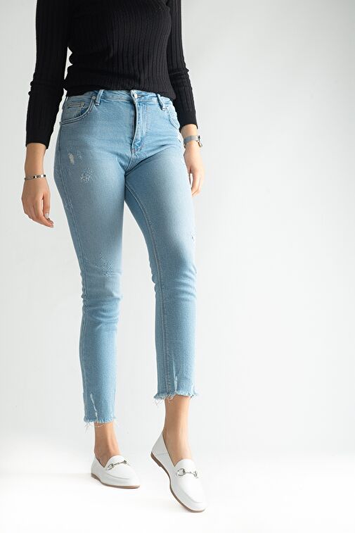 F03 Beyaz Cilt Hakiki Deri Kadın Loafer Ayakkabı - Görsel 9