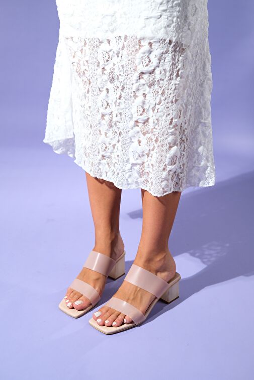 123 Ten Cilt Topuklu Şeffaf Kadın Terlik - Görsel 3