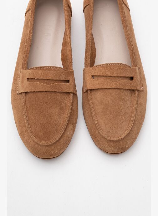 TORY Toprak Süet Hakiki Deri Kadın Loafer Ayakkabı - Görsel 3