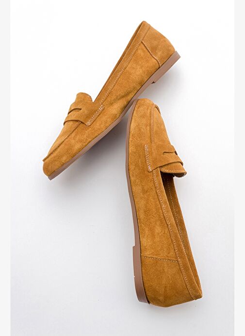 TORY Hardal Süet Hakiki Deri Kadın Loafer Ayakkabı - Görsel 6