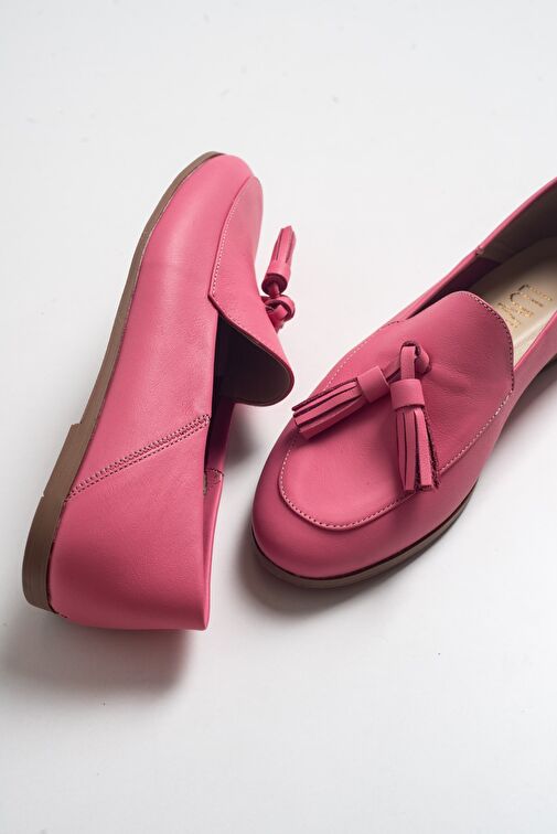Luvi Shoes Pembe Kadın Deri Loafer 63-F04 - Görsel 5