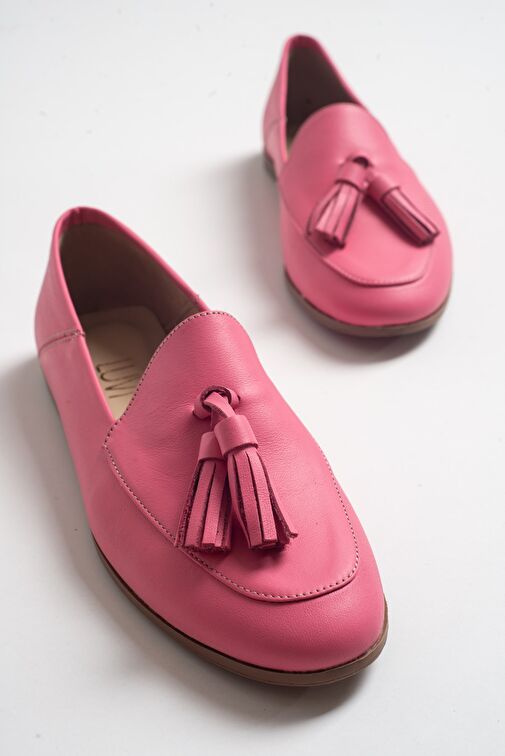 Luvi Shoes Pembe Kadın Deri Loafer 63-F04 - Görsel 8