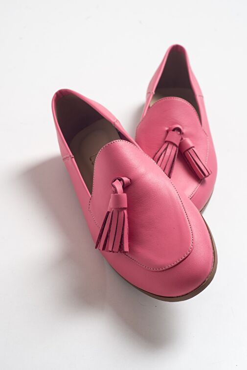 Luvi Shoes Pembe Kadın Deri Loafer 63-F04 - Görsel 9