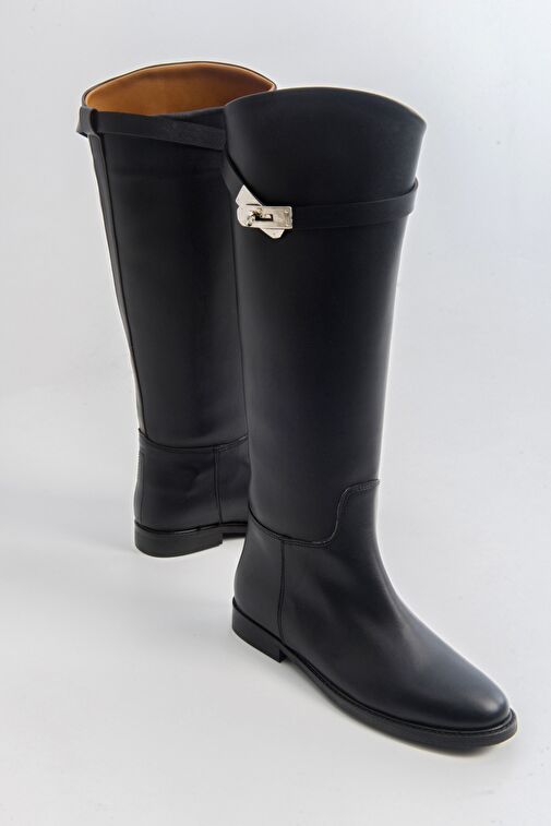 YOKO Siyah Cilt Kadın Çizme - Görsel 2