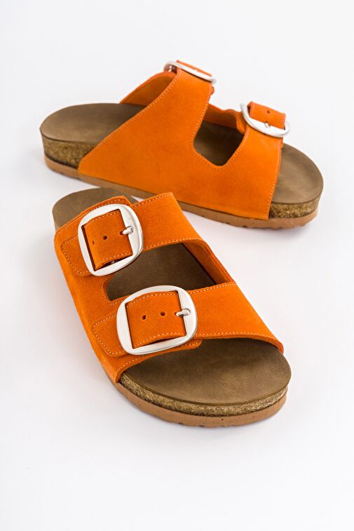 Luvi Shoes Turuncu Kadın Süet Terlik 85-101 - Görsel 2