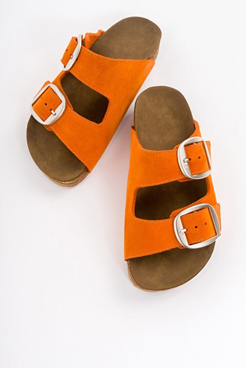 Luvi Shoes Turuncu Kadın Süet Terlik 85-101 - Görsel 3
