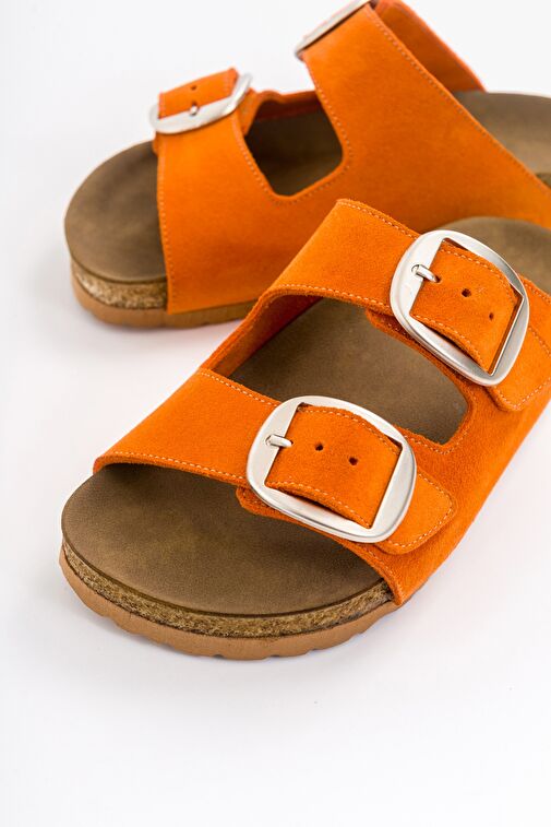 Luvi Shoes Turuncu Kadın Süet Terlik 85-101 - Görsel 5