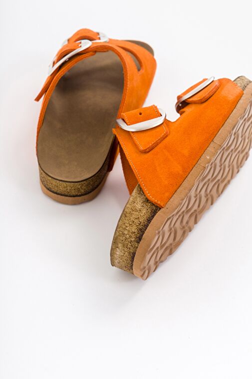 Luvi Shoes Turuncu Kadın Süet Terlik 85-101 - Görsel 6