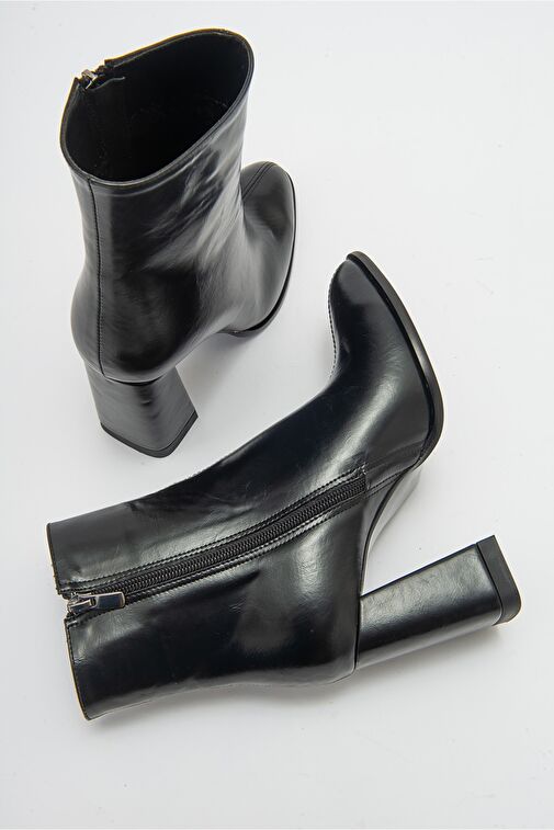 JEWEL Siyah Cilt Kadın Topuklu Bot - Görsel 3