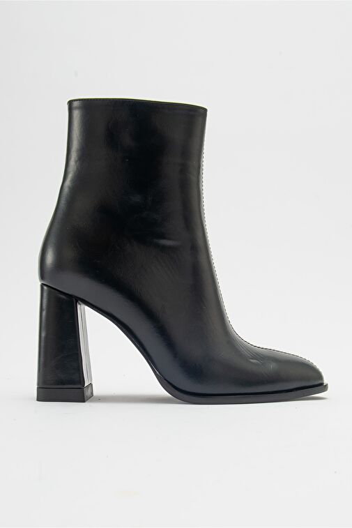 JEWEL Siyah Cilt Kadın Topuklu Bot - Görsel 7