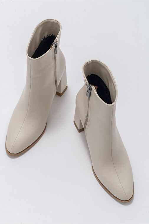 JEWEL Bej Cilt Kadın Topuklu Bot - Görsel 4