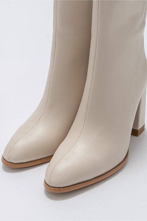 JEWEL Bej Cilt Kadın Topuklu Bot - Görsel 5