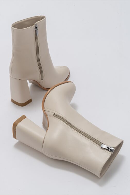 JEWEL Bej Cilt Kadın Topuklu Bot - Görsel 6