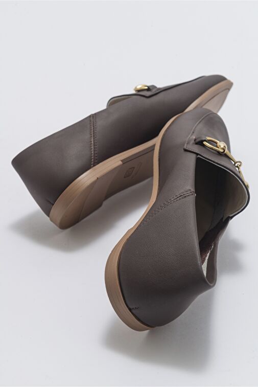 F03 Kahve Cilt Hakiki Deri Kadın Loafer Ayakkabı - Görsel 7